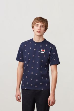 FILA Reign Tee Shirts Navy,Mens Clothing | CA.FSLRCT946